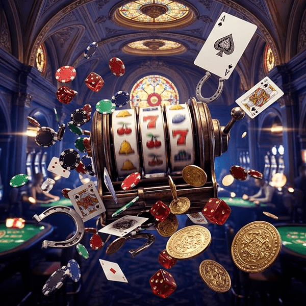 Casino de lujo con iluminación cinematográfica
